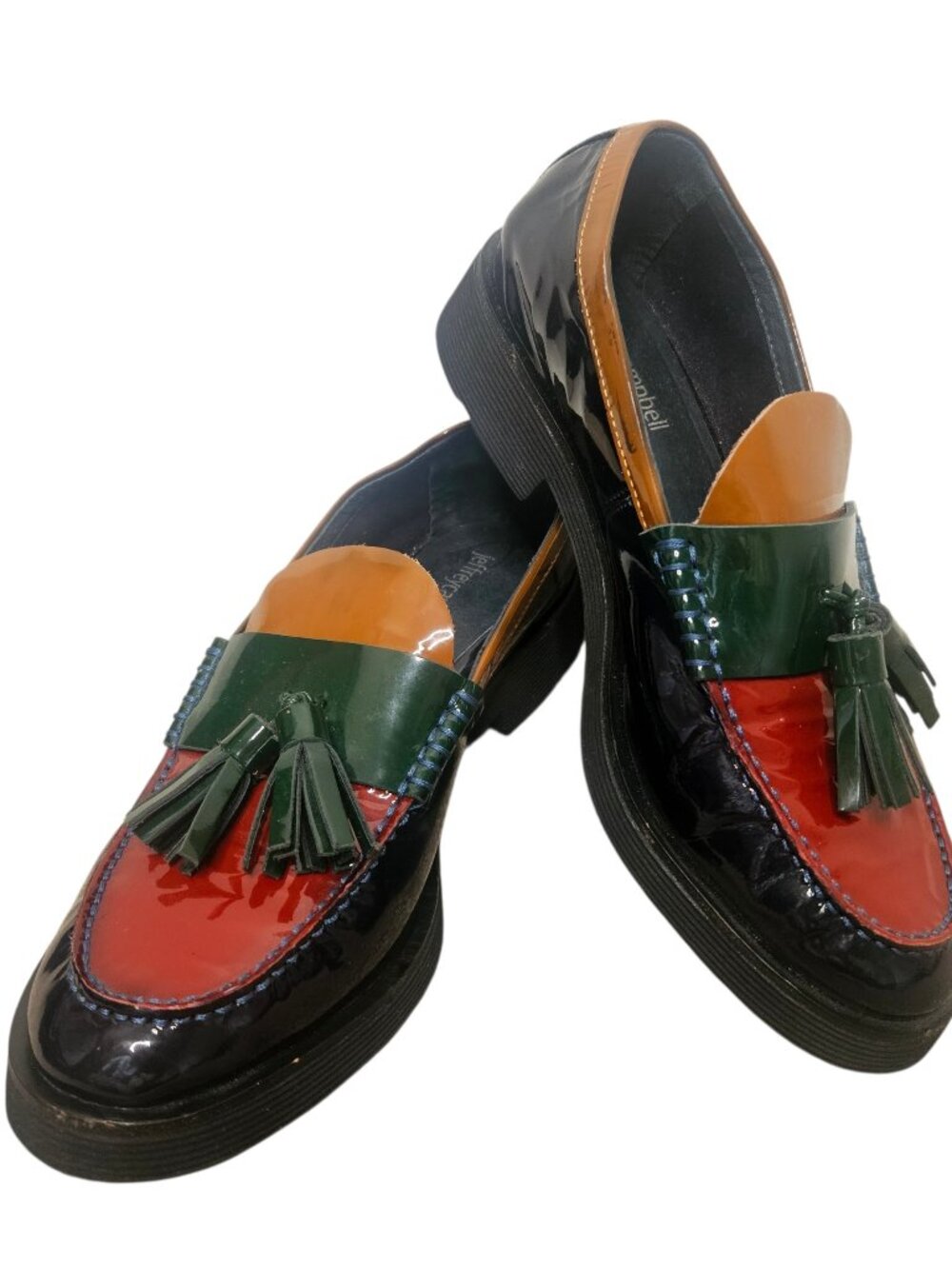 Jeffrey Campbell Colorblock Patent Tassel Loafers — Red, Green, Tan, Black